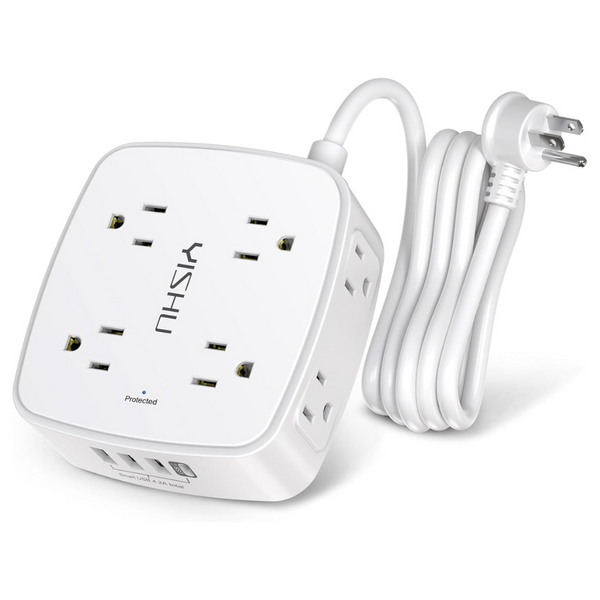 6ft Surge Protector Power Strip With 8-Outlets & 4-USB Ports