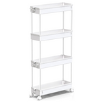 4-Tier Spacekeeper Slim Rolling Storage Cart (White)