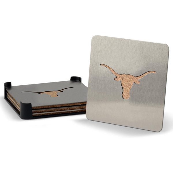 4-Piece NCAA Texas Longhorns Boasters 4" Metallics Coasters Set