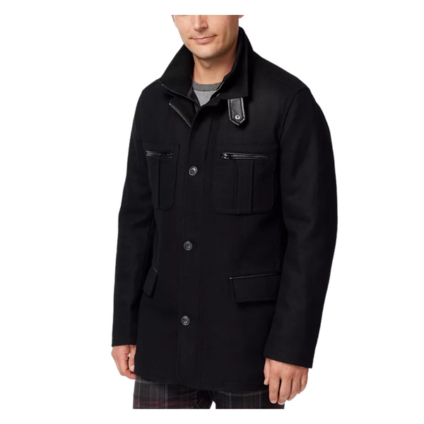 Cole Haan Signature mens Melton With Nylon Bib Wool Coats