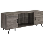 Walker Edison Saxon Mid Century Modern Glass Shelf TV Stand