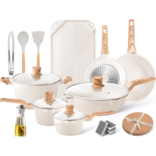 20-Piece Granite Induction Nonstick Pots and Pans Set