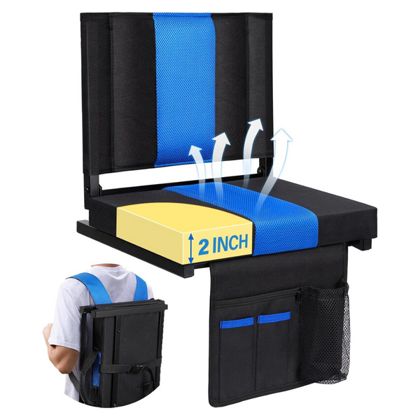Padded Folding Portable Stadium Seat Cushion w/ Back Support Padded
