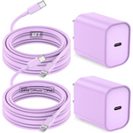 2-Pack iPhone 20W USB C MFi Certified Fast Charger Block & 6ft Cables