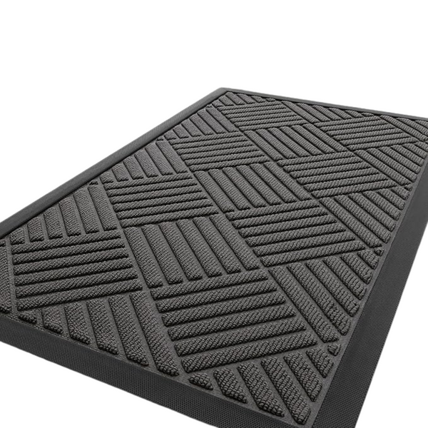 29.5"x17" Smiry Heavy Duty Natural Rubber Doormat (Grey)
