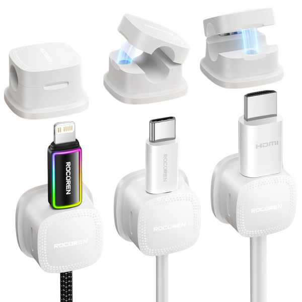 Rocoren 6-Piece Magnetic Cable Clips Cord Organizer