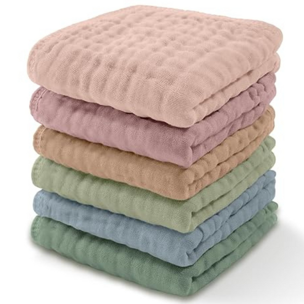 6-count Comfy Cubs Muslin Baby Washcloths