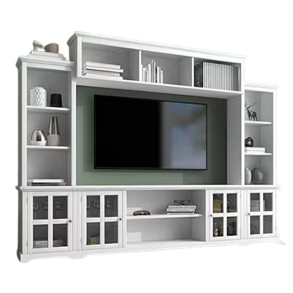 Multifunctional 70" Entertainment TV Stand With Glass Doors