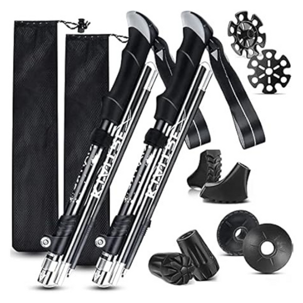 Kiaitre Collapsible Trekking Poles With Double Lock (Expands 39"-47")
