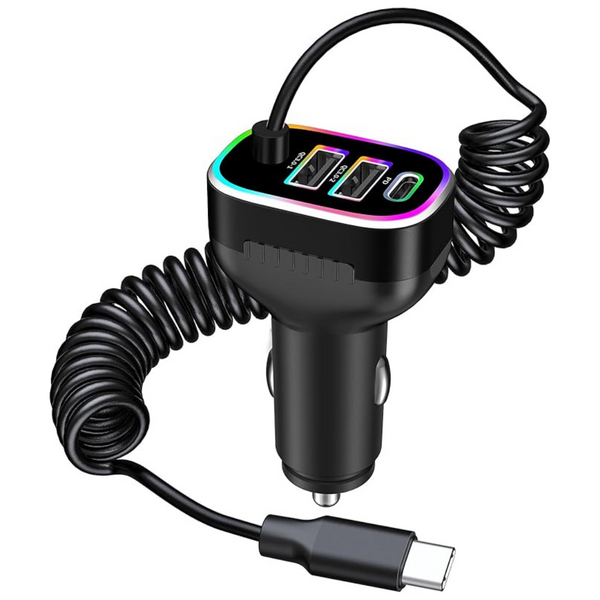 140W 4-Port MFi Certified Car USB-C Charger With 6ft Type-C Cable