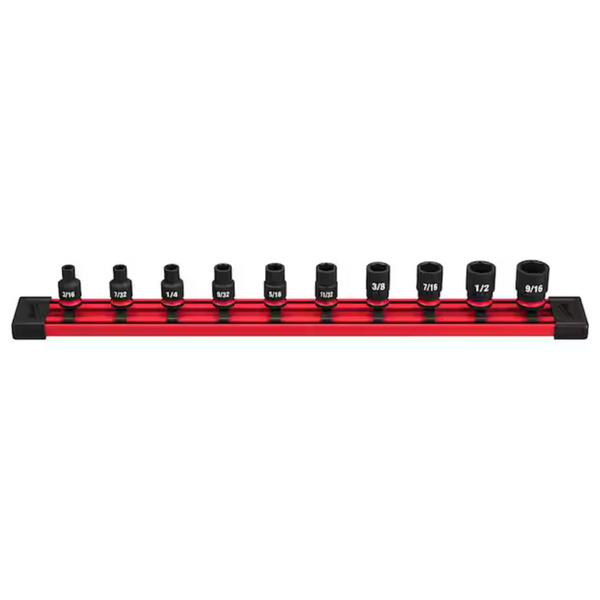 10-Piece Milwaukee SHOCKWAVE 1/4" Drive SAE 6 Point Impact Socket Set