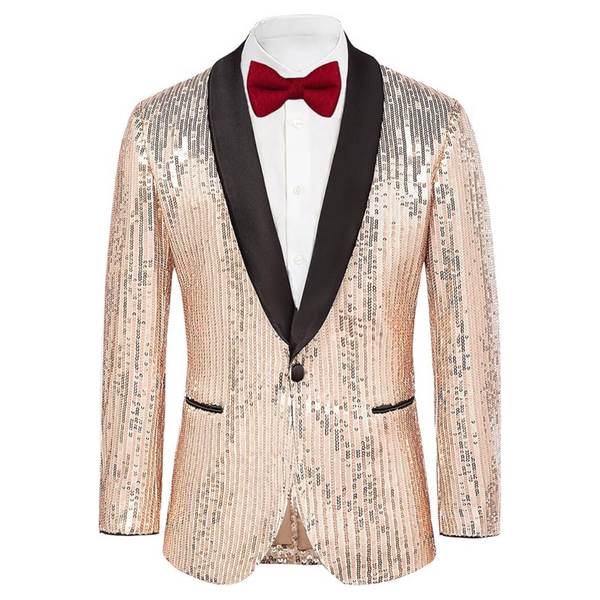 Grace Karin Men's Shiny Sequin Shawl Lapel Party Dinner Prom Blazer