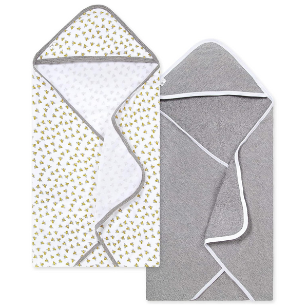 Burts Bees Baby Infant Hooded Towels Honey Bee Organic Cotton (2-Pack)