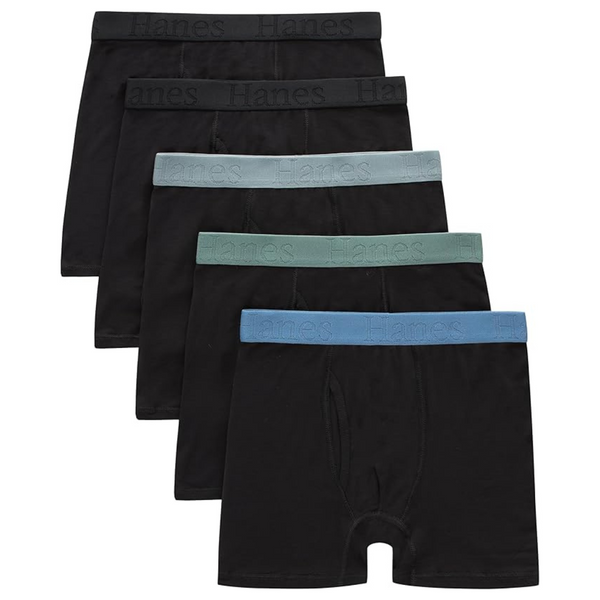 Hanes Boys’ Originals Boxer Brief Underwear, Assorted 5-Pack