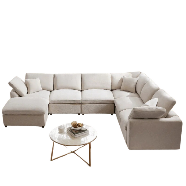 Latitude Run Oversized Modular 7 Seat U Shaped Cloud Sectional Sofa