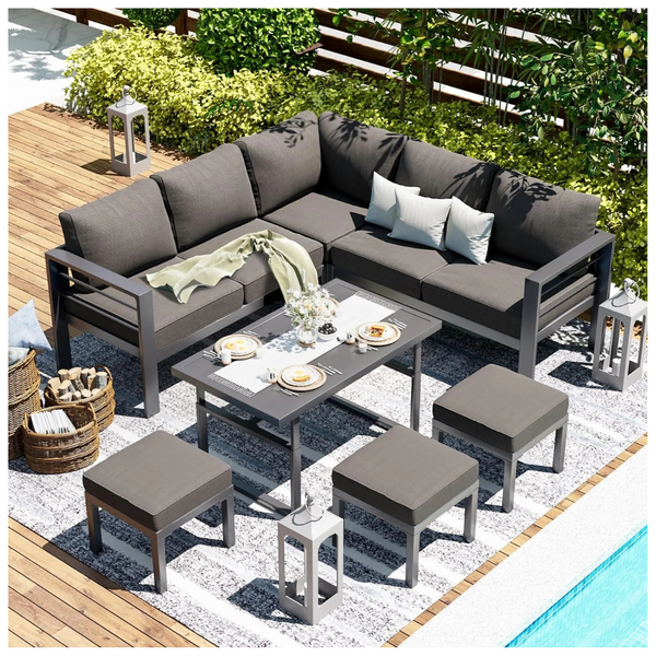 7-Piece Aecojoy Patio Aluminum Furniture Set (Dark Grey)
