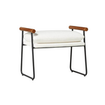 Cushioned Metal & Wood Ottoman