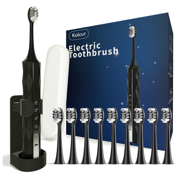 Sonic Electric Toothbrush W/10 Brush Heads & Travel Case