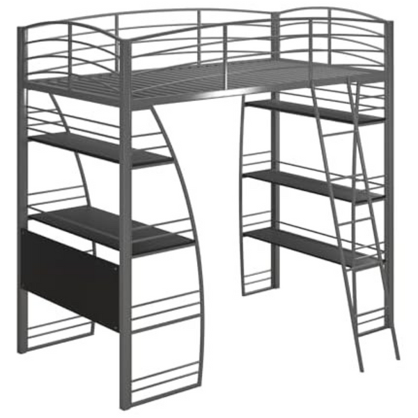 DHP Studio Twin Loft Bunk Bed with Integrated Desk and Shelves