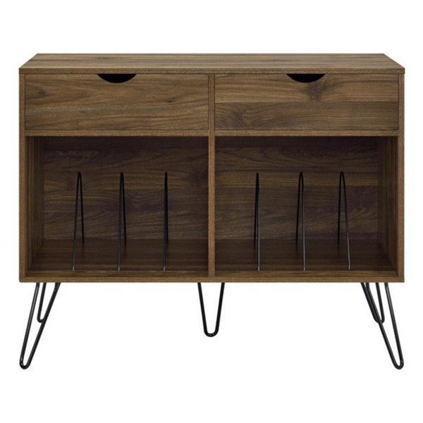 Novogratz Concord Turntable Stand w/ Drawers (Double Walnut)