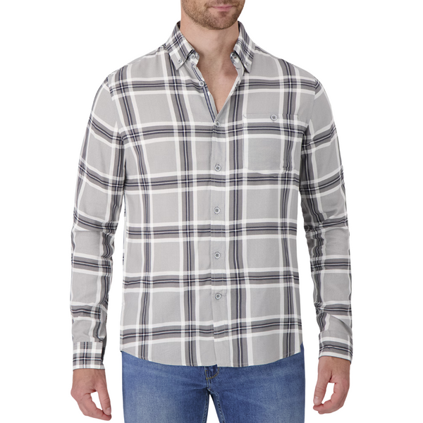 Report Collection Modern Fit Plaid Modal Button Up Shirt