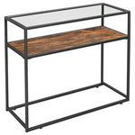 Yoyomax Sofa Desk Console Table with Steel Frame & Glass Top