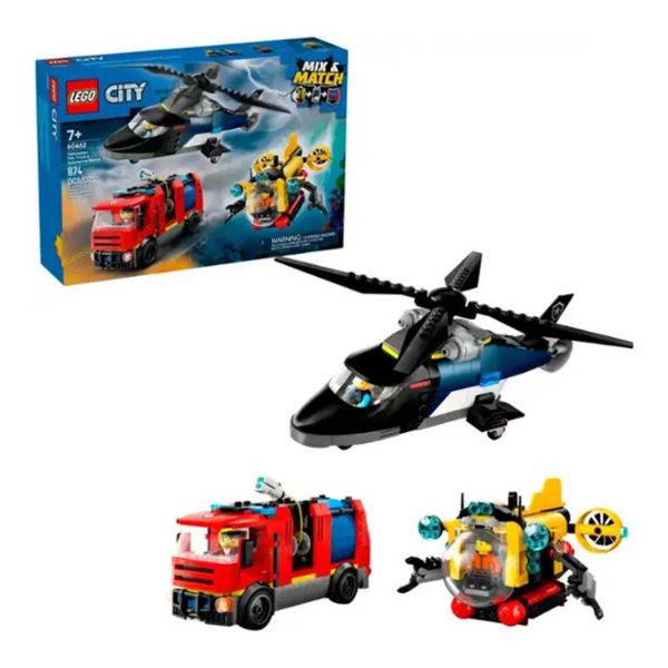 LEGO City Helicopter Fire Truck & Submarine Remix Kids Toy