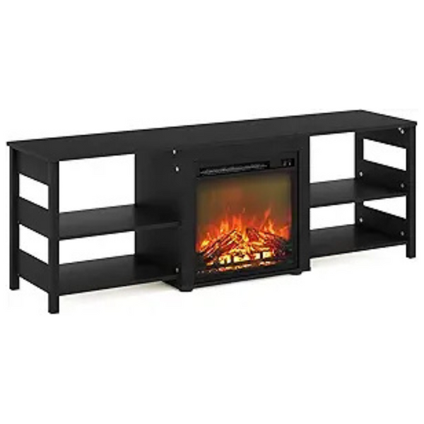 Furinno Classic 70" TV Stand With Fireplace