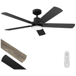 52" 3CCT Dimmable Timer Noiseless Ceiling Fan With Light (3 Colors)