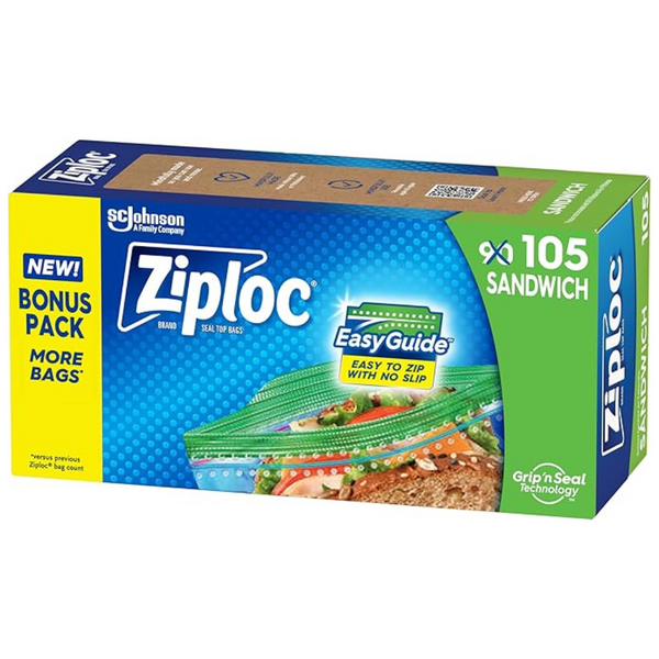 105-Count Ziploc Sandwich Bags With Grip 'n Seal Technology