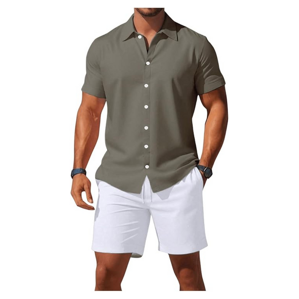 2-Piece Men's Short Sleeve Shirts & Shorts Set