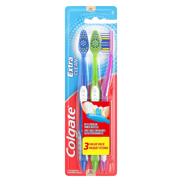 3-Count Colgate Extra Clean Toothbrush
