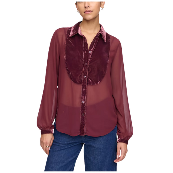 GAP Women's Classic Bib Shirt (Noir Red)
