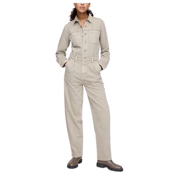 GAP Women's Denim Utility Jumpsuit (Khaki Tan)