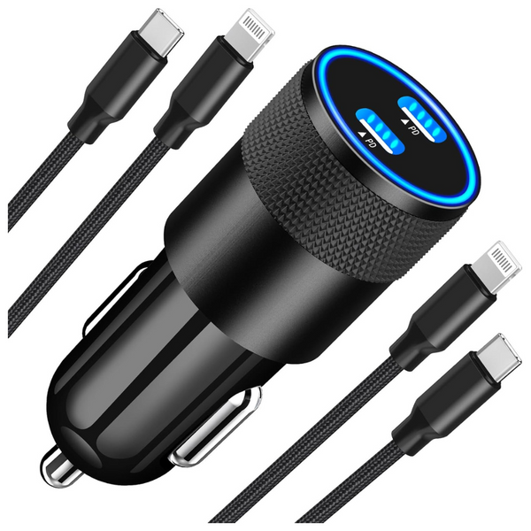 60W Dual PD Car Power Cigarette Lighter & Cables