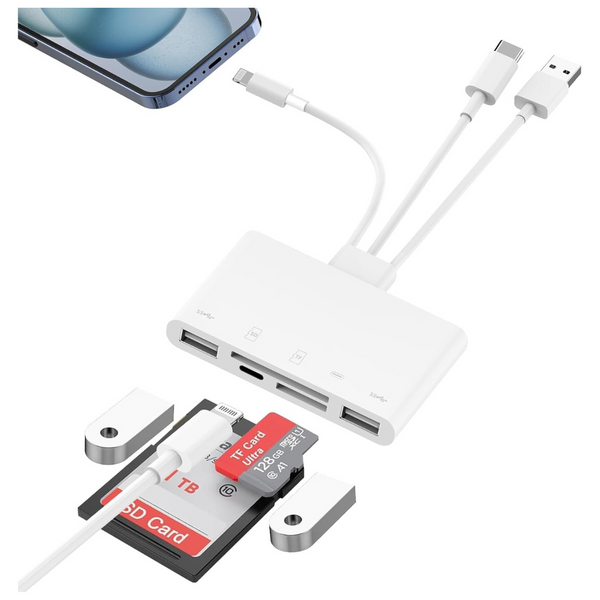5-in-1 Memory Card Reader-Apple MFi Certified