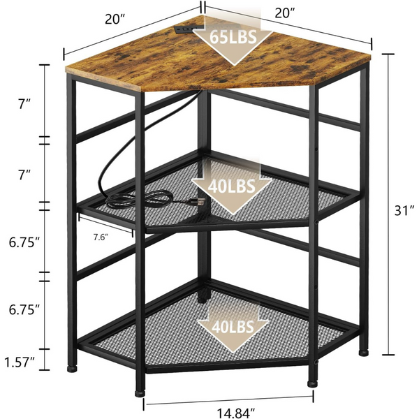 Corner Printer Stand with Charging Station