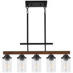 5-Light Farmhouse Pendant Light Fixture with Clear Glass Shade