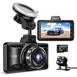 1080P FHD Front and Rear Dual Dash Cam with Screen & 64 GB Card