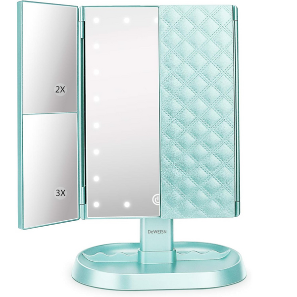 Deweisn Trifold Lighted Vanity Makeup Mirror with 21 LEDs Lights