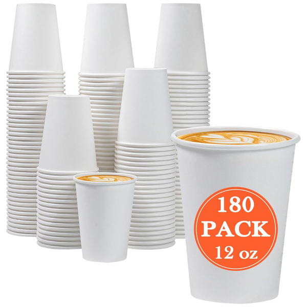 180-Count Disposable 12 oz Paper Coffee Cups