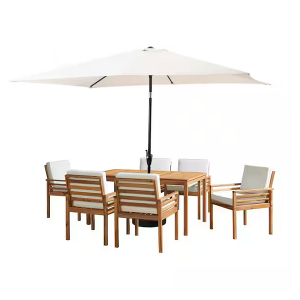 8-Piece Okemo Wood Outdoor Dining Table Set