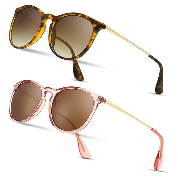 2-Pack Sungait Classic Retro Style Vintage Round Sunglasses