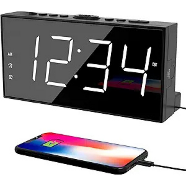 PPLEE Loud LED Big Display Alarm Clock With USB Charging Port