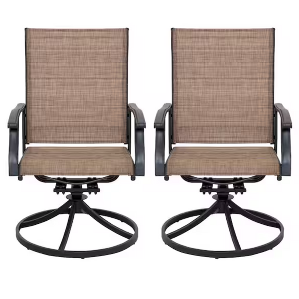 2-Piece Swivel Steel Sling Outdoor Patio Dining Chairs