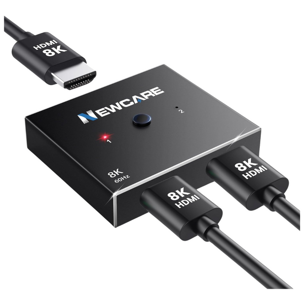 Newcare 2-In-1 Aluminum 8K HDMI 2.1 4K 120Hz HDMI Switcher Splitter