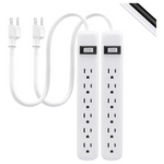 2-Pack GE 120 Volts 6 Outlet 2ft Cord Wall Mount Switched Power Strip