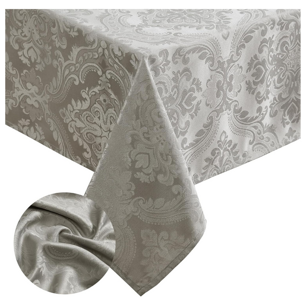 ELRENE HOME FASHIONS Caiden Elegance Damask Waterproof, Stain & Wrinkle Resistant Fabric Tablecloth (60″ x 144″)