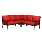 3-Piece Black Steel Outdoor Patio Sectional Sofa