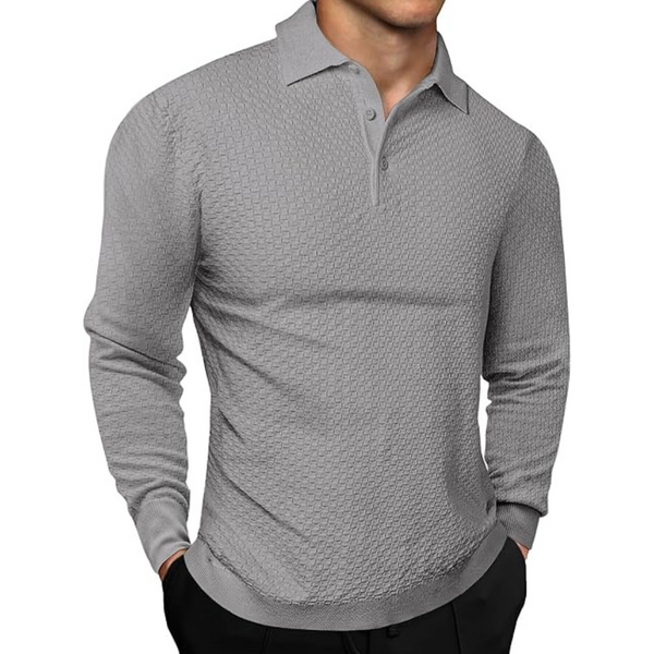 Men's Casual Button Up Long Sleeve Slim Fit Polo Shirts (Various)